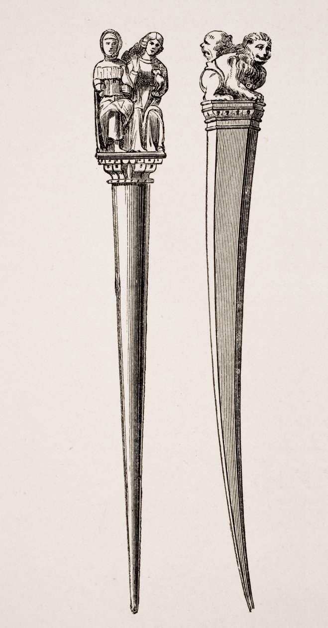 A 14. században íráshoz használt toll, Paul Lacroix (1806-84) „Le Moyen Age et La Renaissance” című művéből, amely 1847-ben jelent meg. alkotó: French School