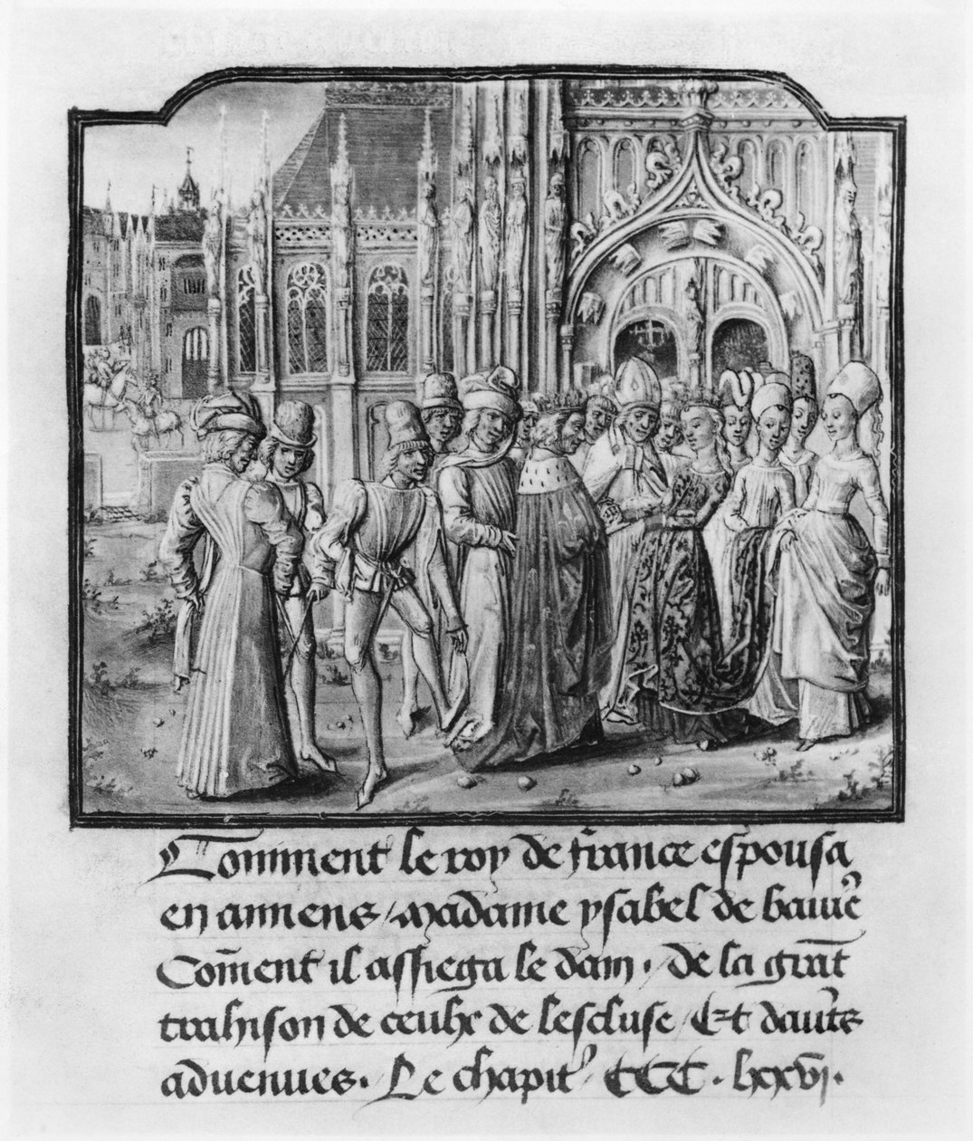 T.2 fol.311v VI. Károly (1368-1422) francia király és Izabella bajor (1371-1435) házassága Amiens-ben, Froissart krónikájából, 1472 alkotó: French School