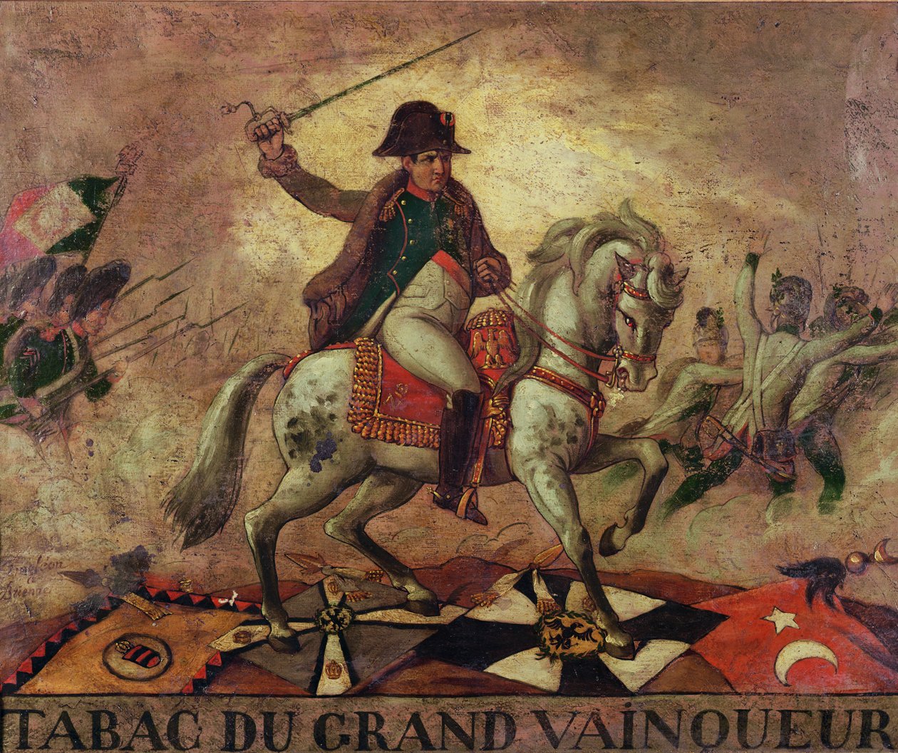 „Tabac du Grand Vainqueur”, I. Napóleont (1769-1821) ábrázoló dohánybolt-tábla alkotó: French School