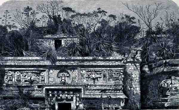 Templomépület a Chichen Itza-i kolostortól keletre, az Újvilág ősi városaiból, Claude-Joseph-Desire Charnay, pub. 1887 alkotó: French School