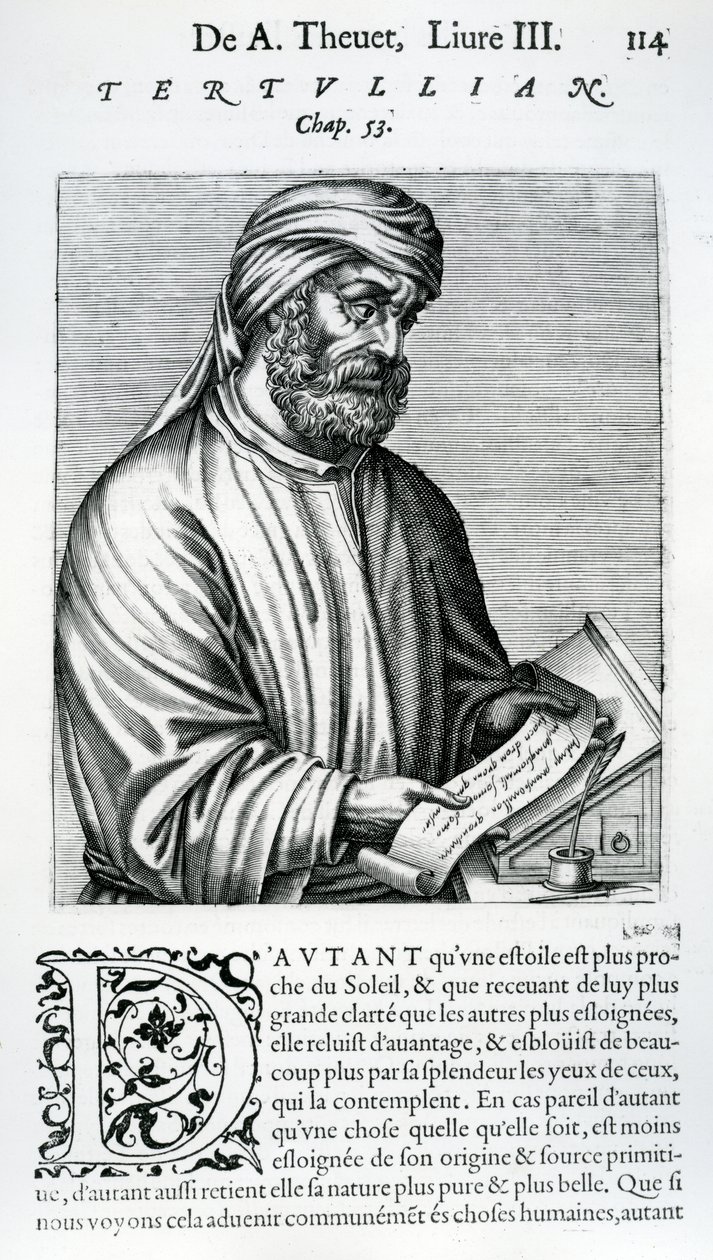 Tertullianus, illusztráció Andre Thevet „The Truths and Lifes of Illustrious Men” című művéből, 1584 alkotó: French School