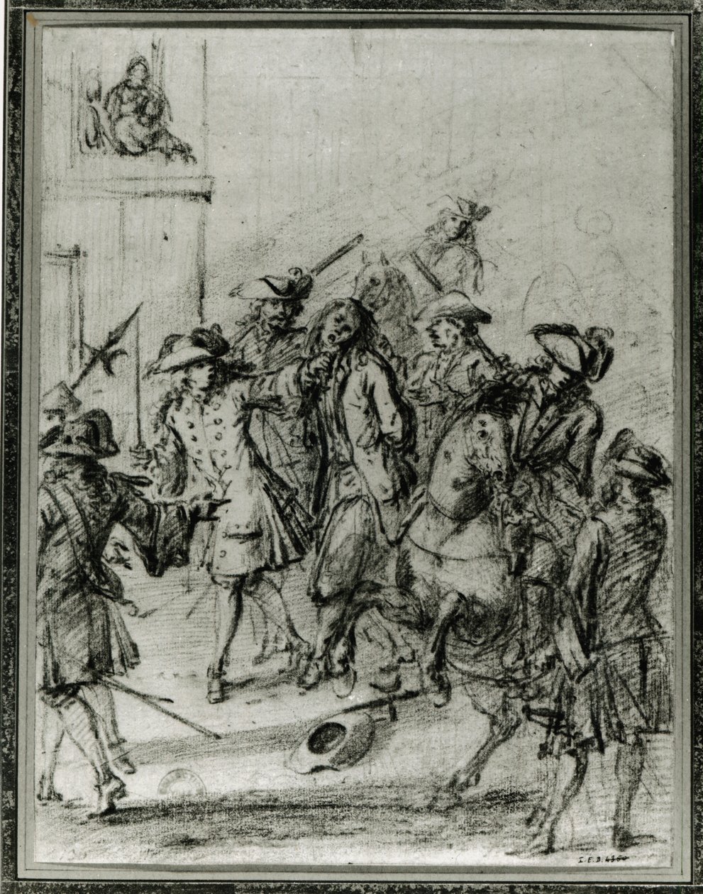 Louis Dominique Cartouche (1693-1721) letartóztatása (ceruza papíron) alkotó: French School