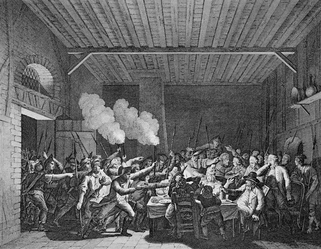 XVI. Lajos (1754-93) letartóztatása Varennes-ben, 1791. június 22. alkotó: French School
