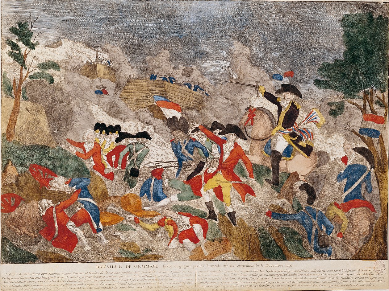 A jemmapesi csata, 1792. november 6., kinyomtatta Basset alkotó: French School