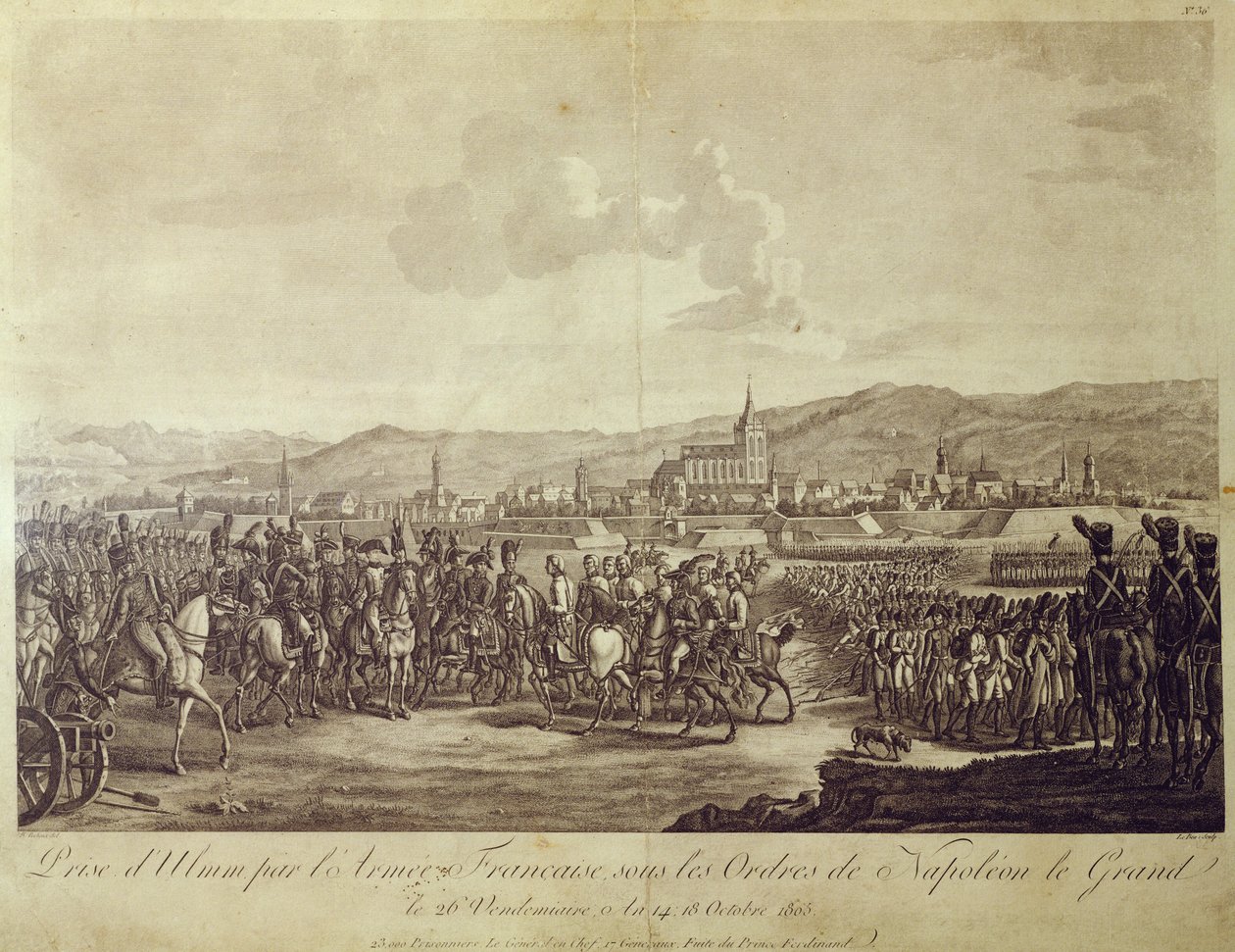 Ulm kapitulációja 1805 októberében alkotó: French School