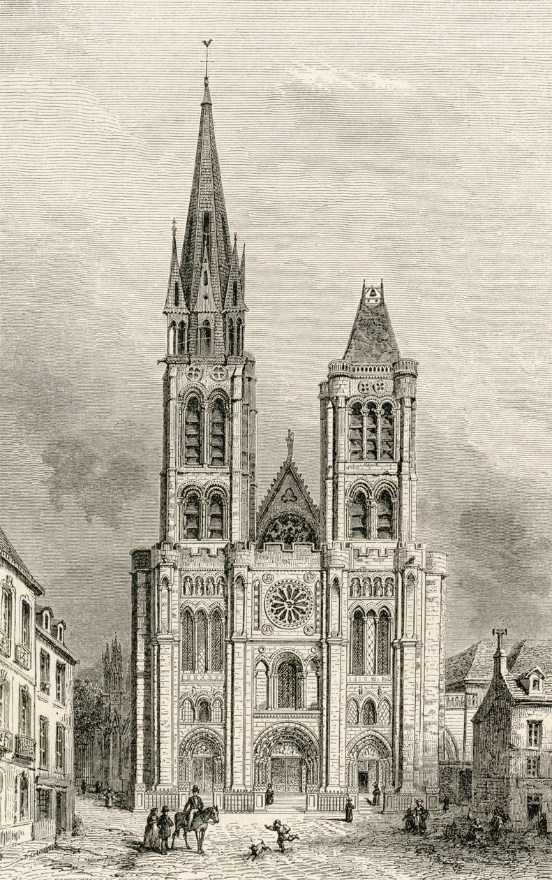 A Saint Denis-székesegyház a lebontása előtti északi toronnyal, Samuel G. Green tiszteletes „French Pictures” című művéből, 1878-ban alkotó: French School