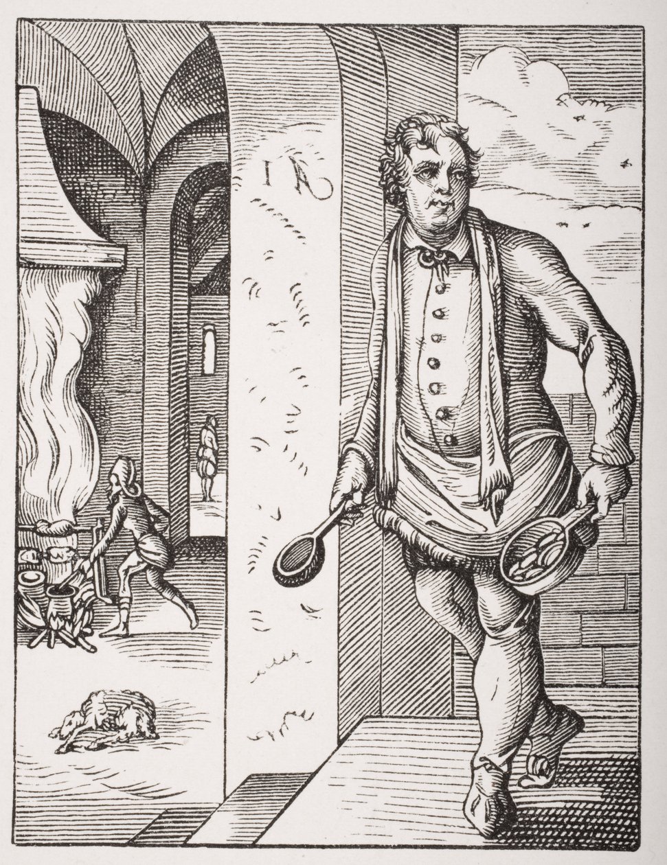 A szakács Jost Amman (1539-91) 16. századi metszetét követően Paul Lacroix (1806-84) "Le Moyen Age et La Renaissance" című művéből, 1847-ben megjelent. alkotó: French School