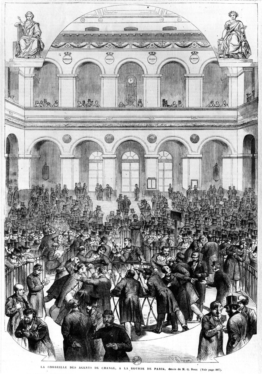 A „Corbeille” a párizsi tőzsdén, 1873 alkotó: French School