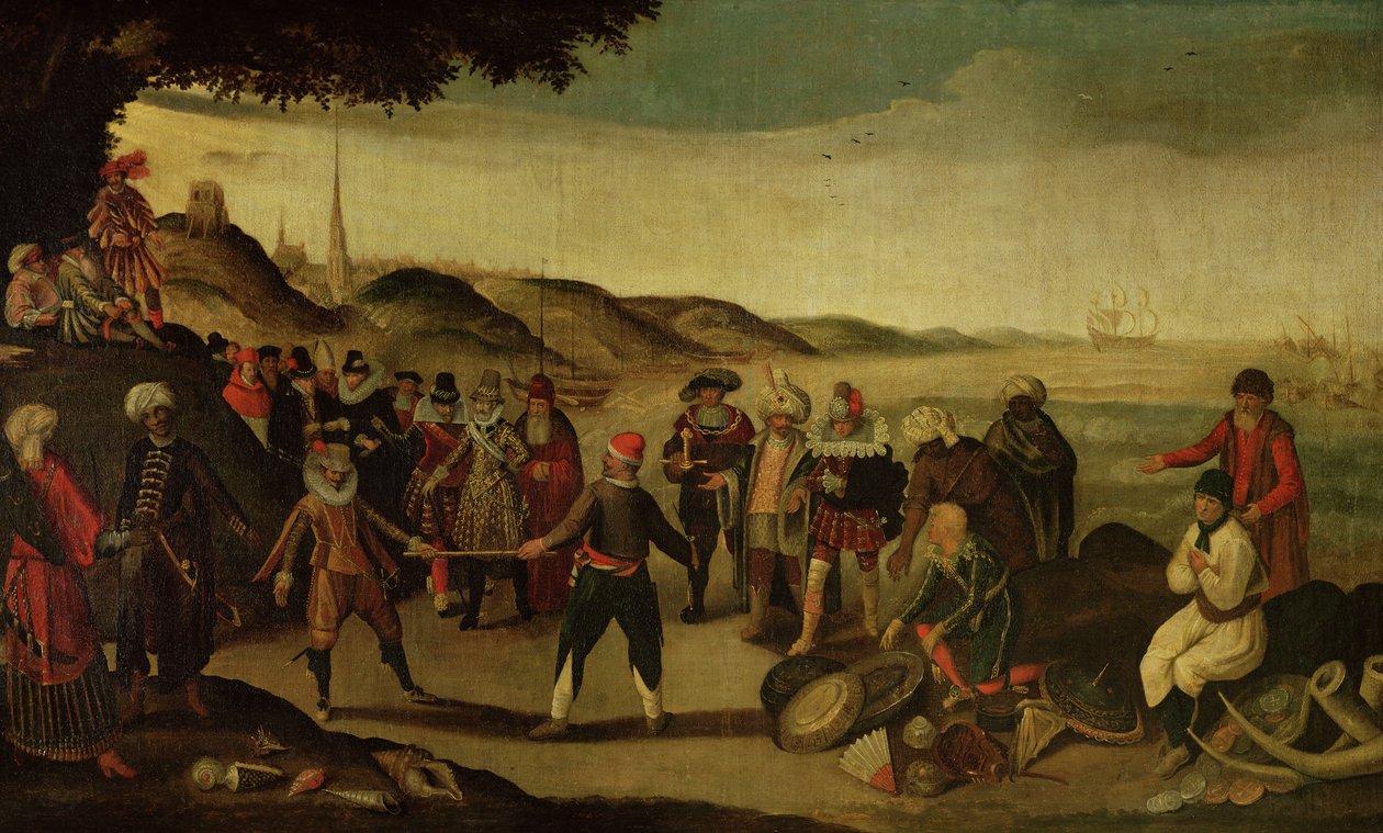 A vita az aranybotról vagy a spanyolok és a hollandok közötti vita az indiai kereskedelemről, 1609 alkotó: French School