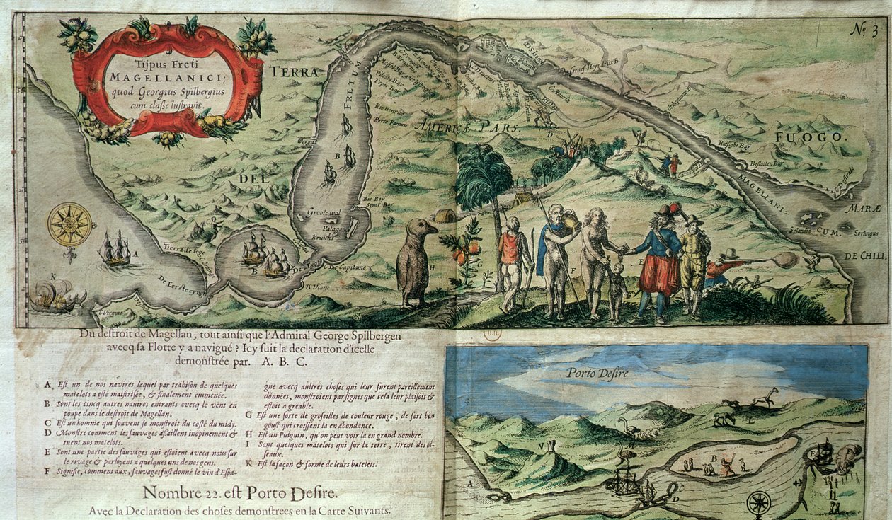 Joris van Spilbergen admirális (1568-1620 körül) flottillája a Magellán-szoroson átkelve. alkotó: French School