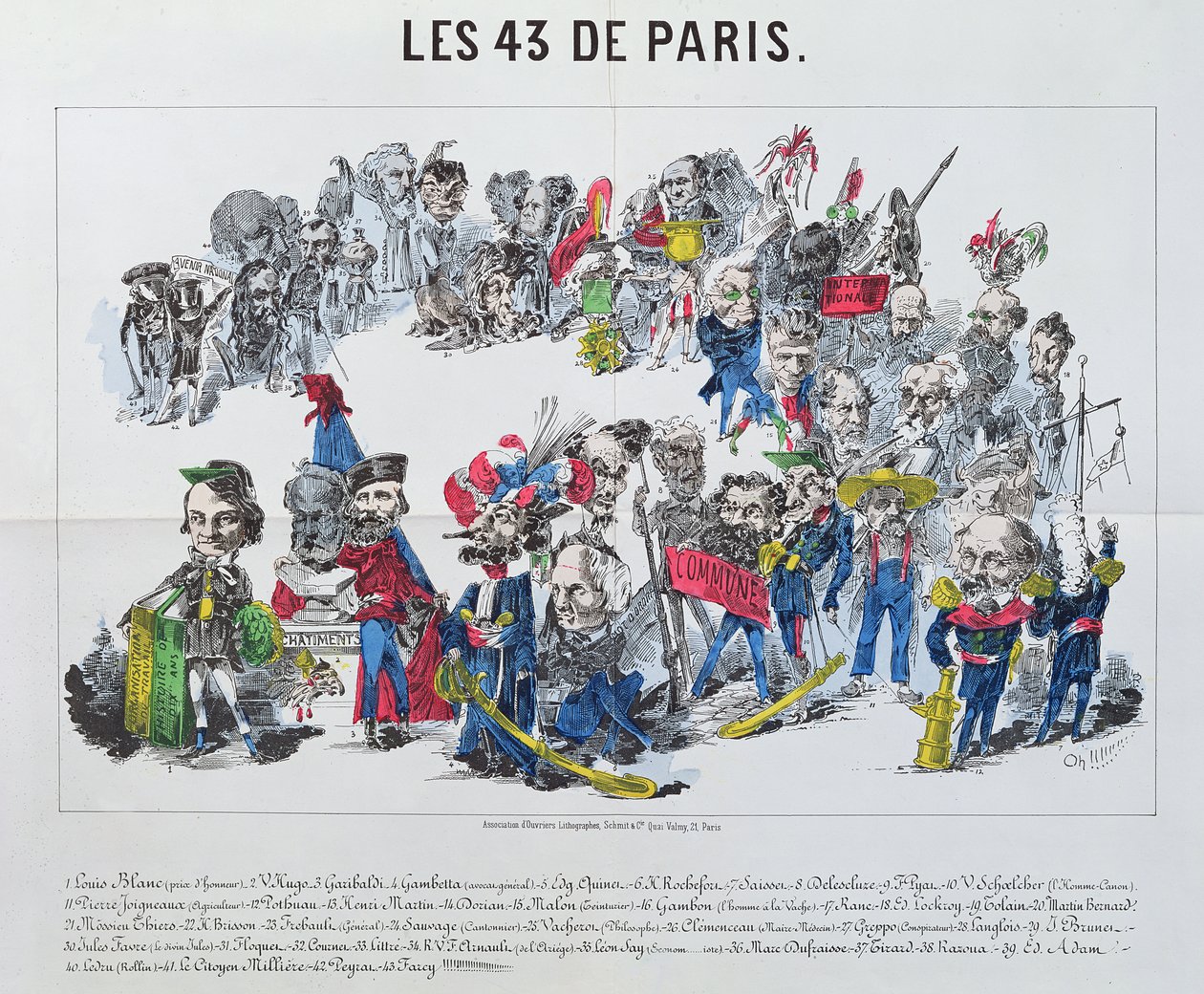 Franciaország negyvenhárom megválasztott képviselője, az 1871. február 8-i választás karikatúrája alkotó: French School