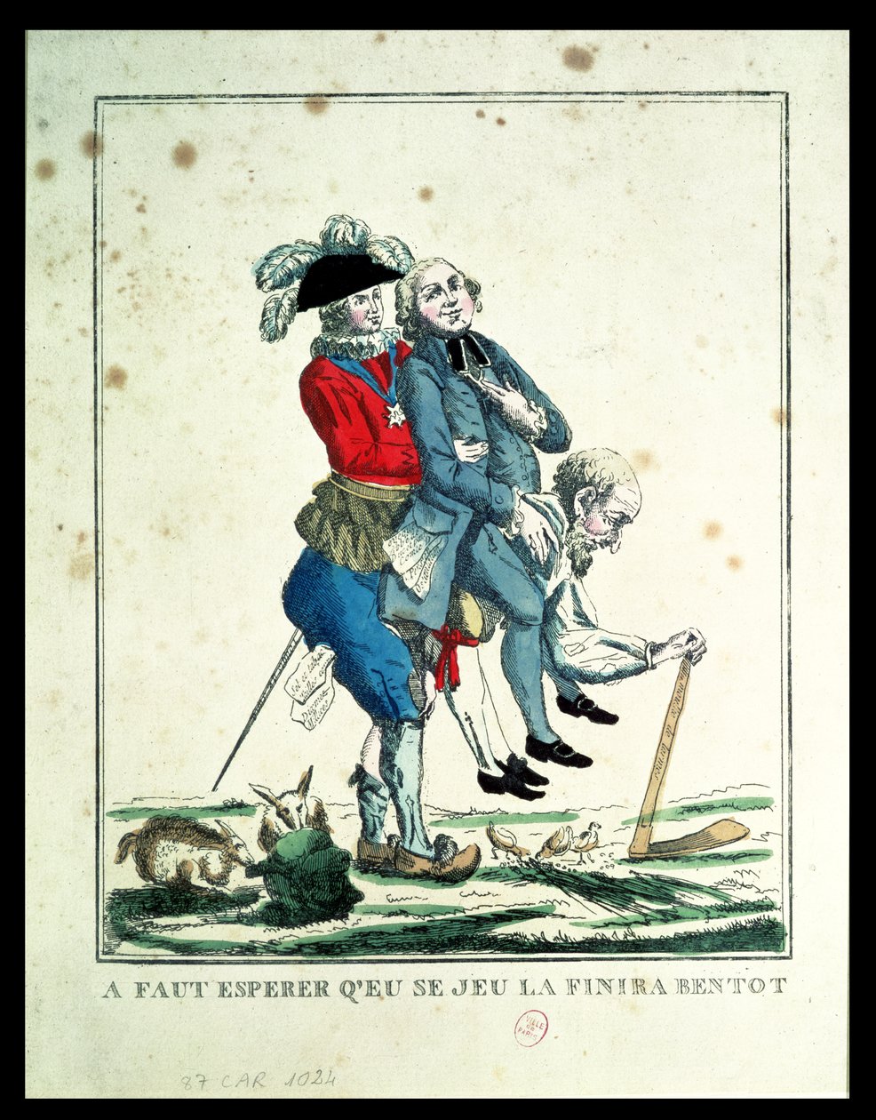 A játéknak hamarosan véget kell érnie, egy paraszt, aki papot és nemest cipel, 1789 (lásd még: 157778) alkotó: French School
