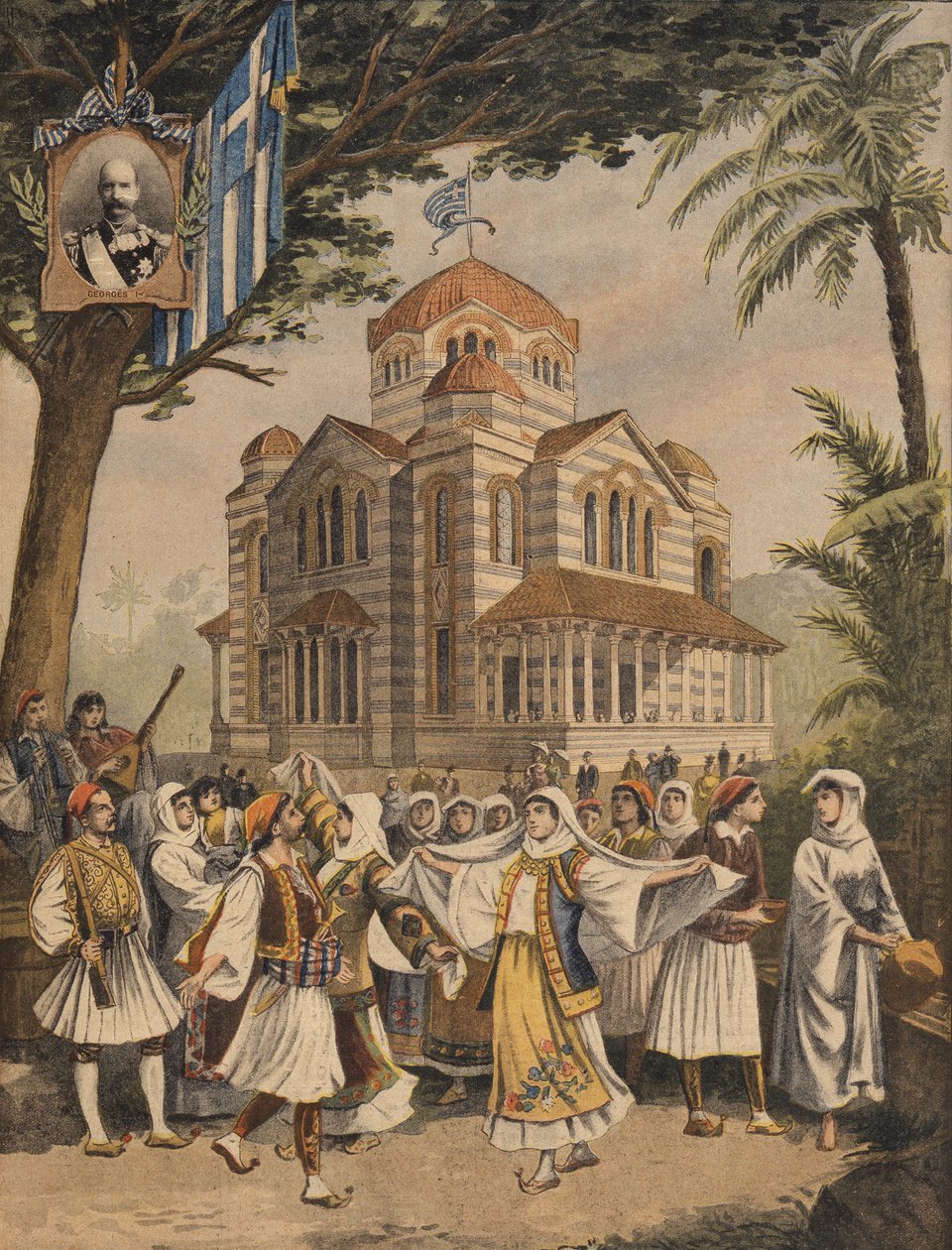 A görög pavilon az 1900. évi párizsi egyetemes kiállításon, illusztráció a Le Petit Journalból, 1900. május 6. alkotó: French School