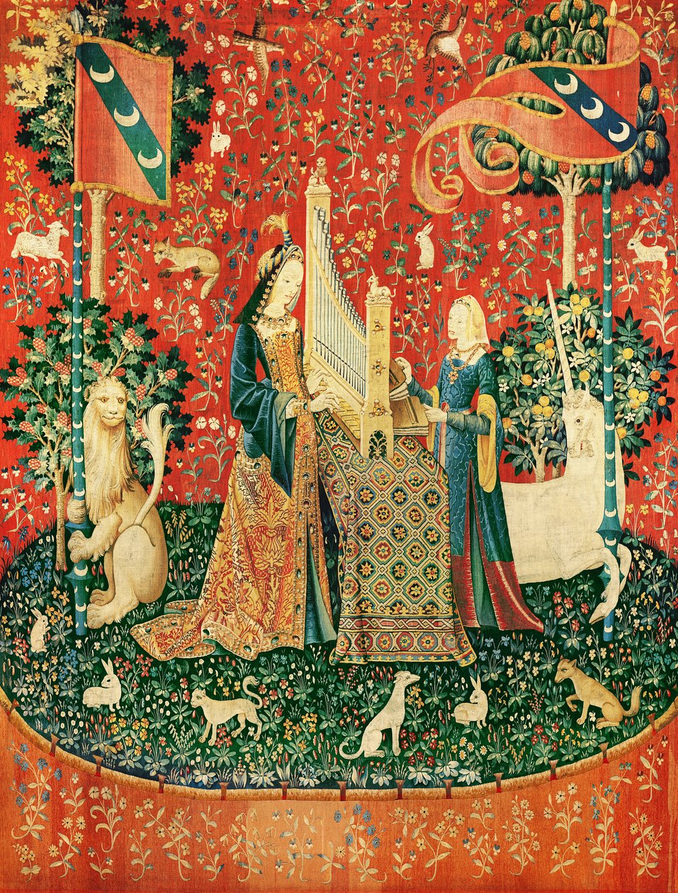A hölgy és az egyszarvú: hallás (gobelin) alkotó: French School