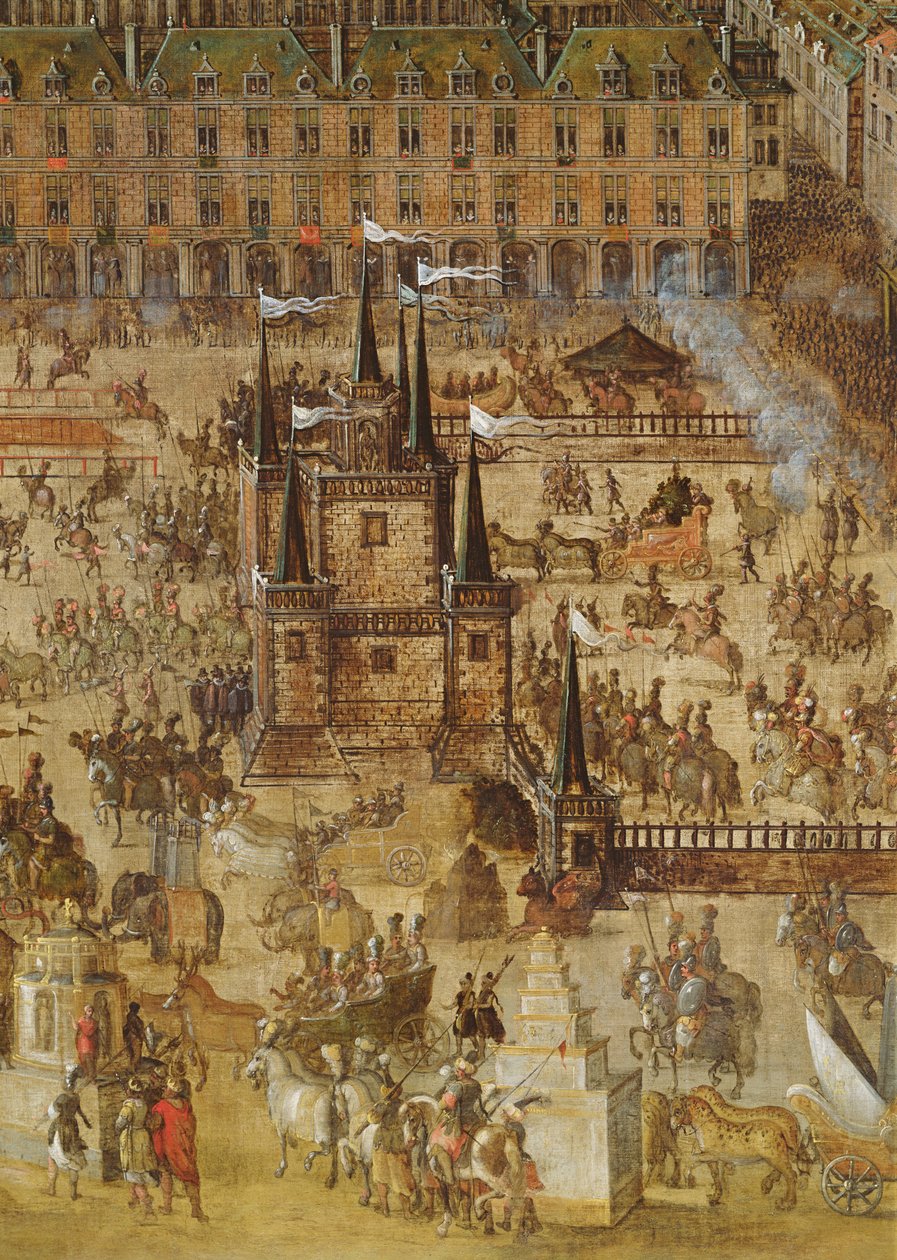A Place Royale és a Carrousel 1612-ben, a Palais de la Felicite és a szekerek részlete (161010 részlet) alkotó: French School