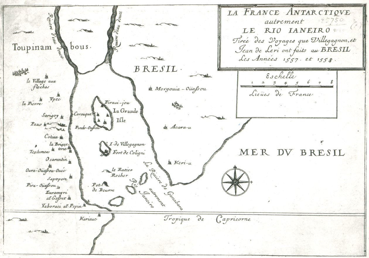 A Rio Ianeiro, Villegagnon és Jean le Leri brazíliai utazásaiból 1557-1558 alkotó: French School