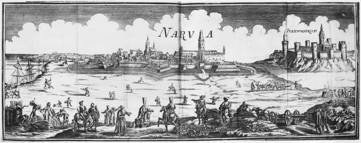 A Narvát ostromló orosz hadsereg 1700-ban alkotó: French School