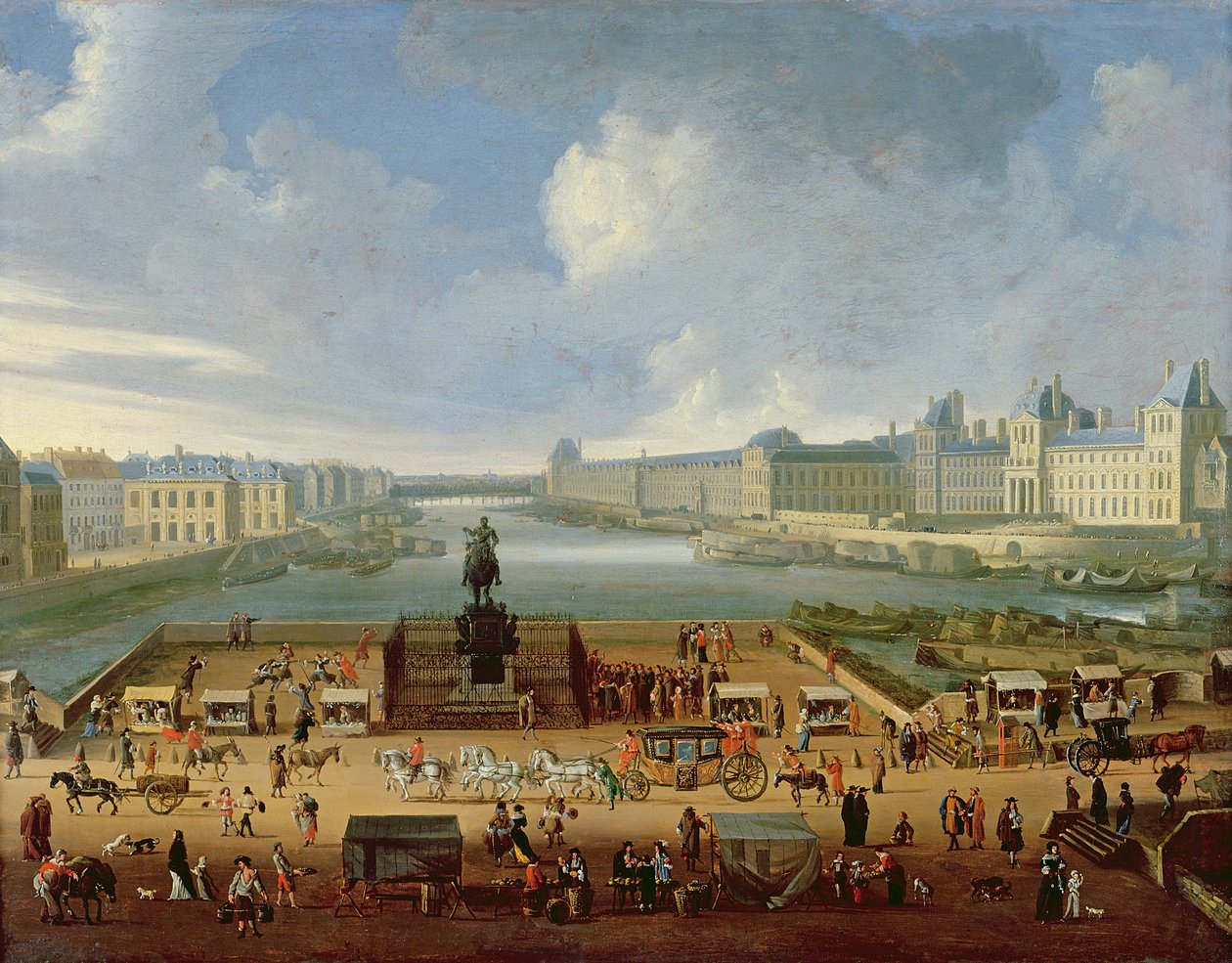 A Szajna, a Louvre és a Négy Nemzet Kollégiuma a Pont Neuf felől nézve, 1665-70 körül alkotó: French School