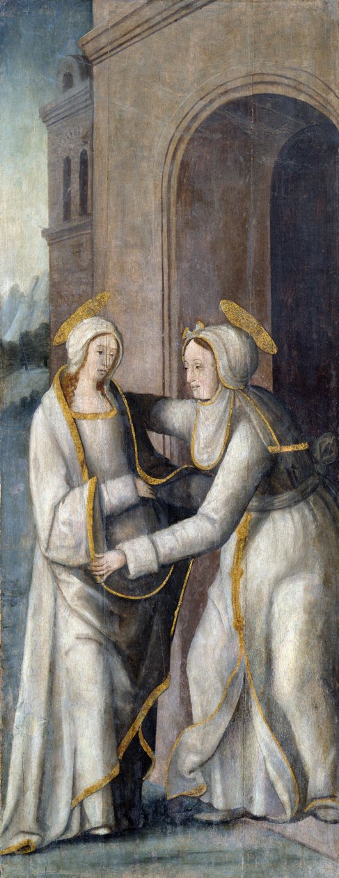 A Látogatás, bal oldali panel triptichonról alkotó: French School