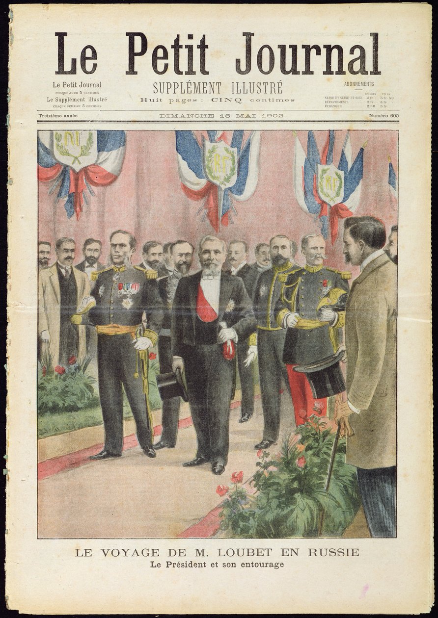 Loubet elnök érkezése Oroszországba állami látogatásra, a „Le Petit Journal” címlapja, 1902. május 18. alkotó: French School