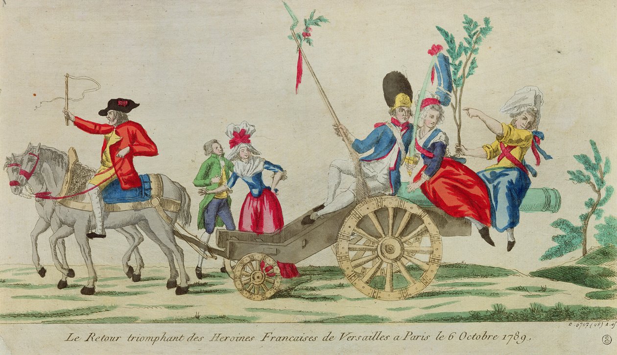 A francia hősnők diadalmas visszatérése Versailles-ból Párizsba 1789. október 6-án alkotó: French School