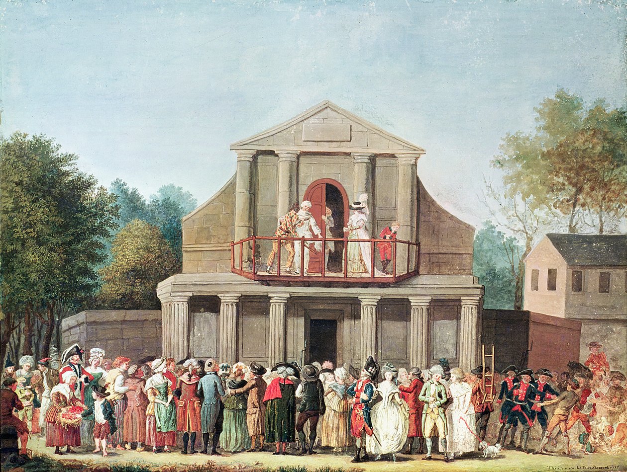 Színházi előadás a Saint-Laurent Vásáron, 1786 alkotó: French School