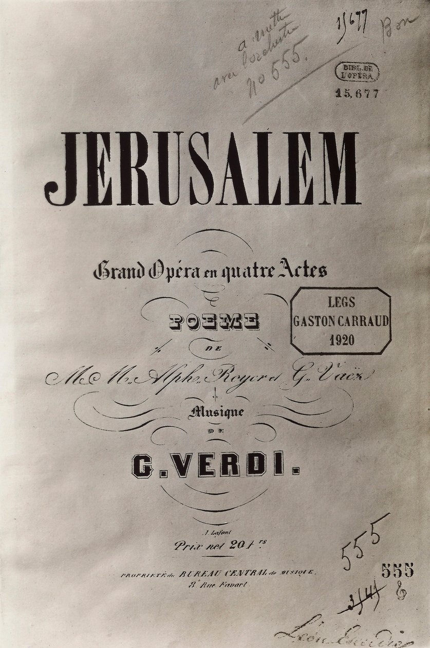 A Jeruzsálem című opera címlapja, 1847 körül alkotó: French School