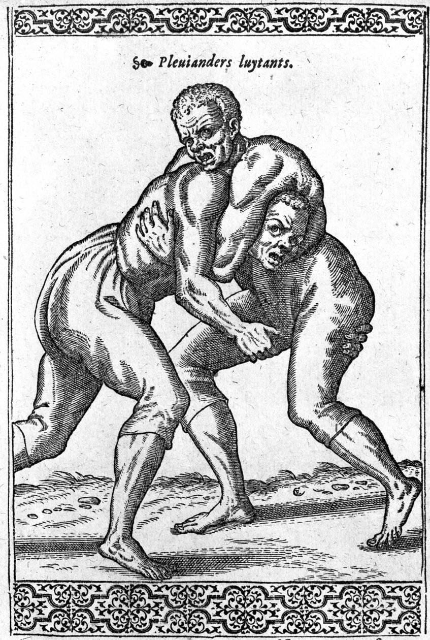 Török birkózók, illusztráció Nicolas de Nicolay 1577-ben megjelent „Les navigations, peregrinations et voyages, faicts en la Turkie” című művéből alkotó: French School