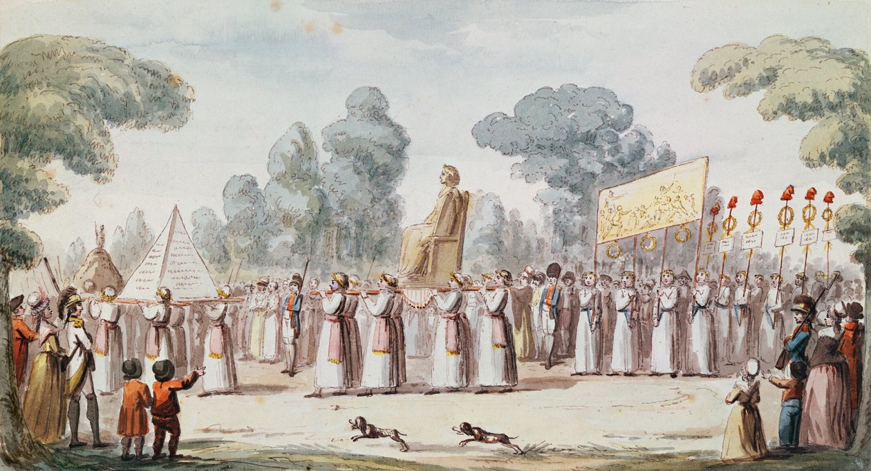 Egy forradalmi menet képe (színes metszet) alkotó: French School