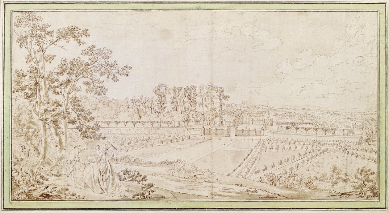 Kilátás a Celle-Saint-Cloud kastélyra, 1750 körül alkotó: French School
