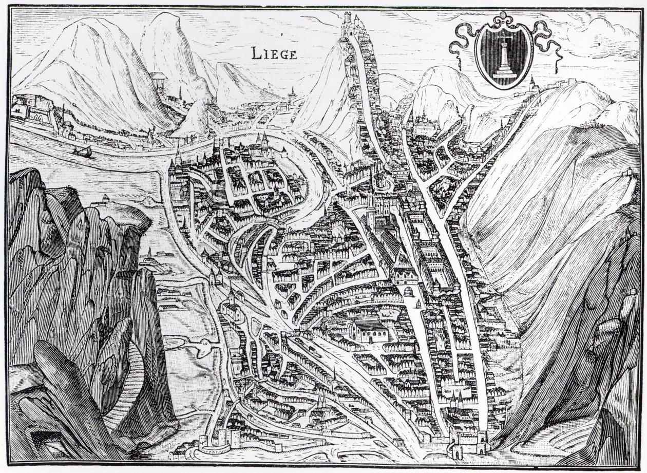 Kilátás Liege városára, egy 16. századi metszet után alkotó: French School