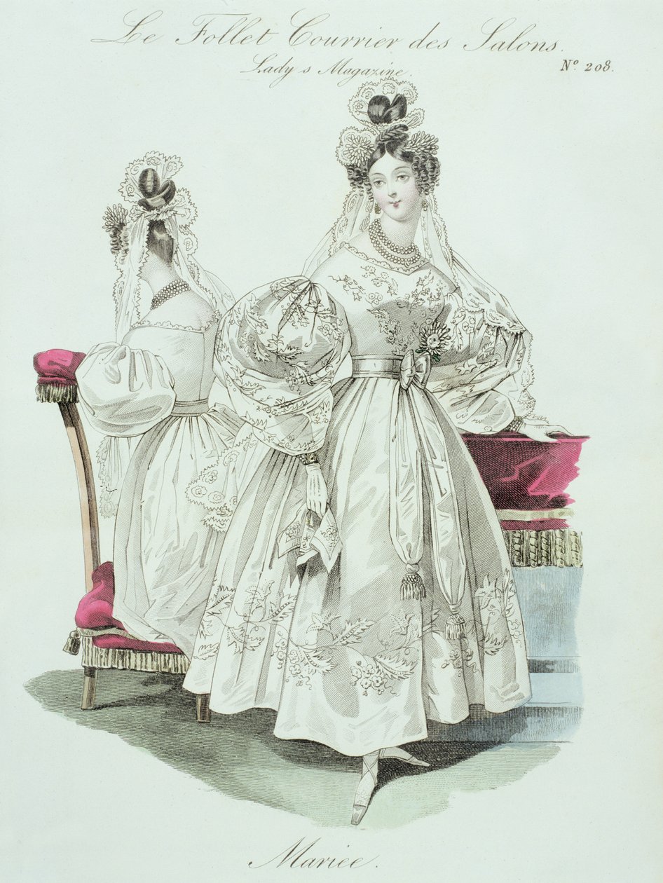 Esküvői ruha, a „Le Follet Courrier des Salons Modes”-ból, 1832 alkotó: French School