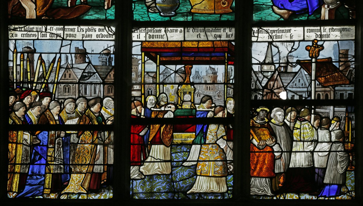 Szentségi körmenetet ábrázoló ablak, 2921654, 1530 részlet alkotó: French School