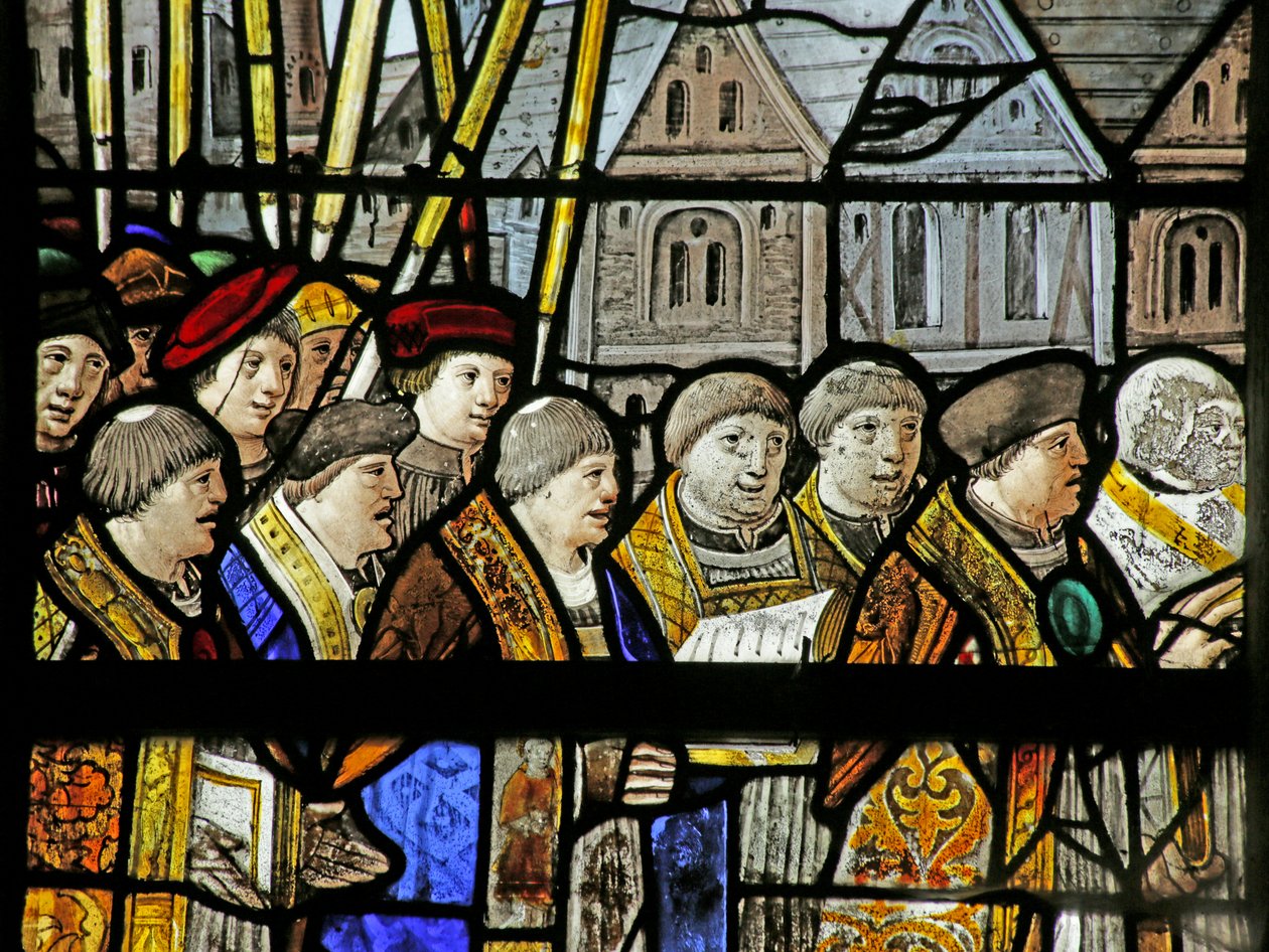 Szentségi körmenetet ábrázoló ablak, 2921654, 1530 részlet alkotó: French School