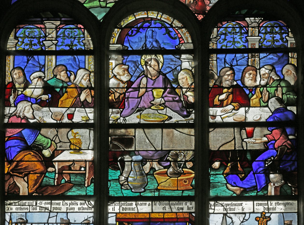 Az utolsó vacsorát ábrázoló ablak, 2921654, 1530 részlet alkotó: French School
