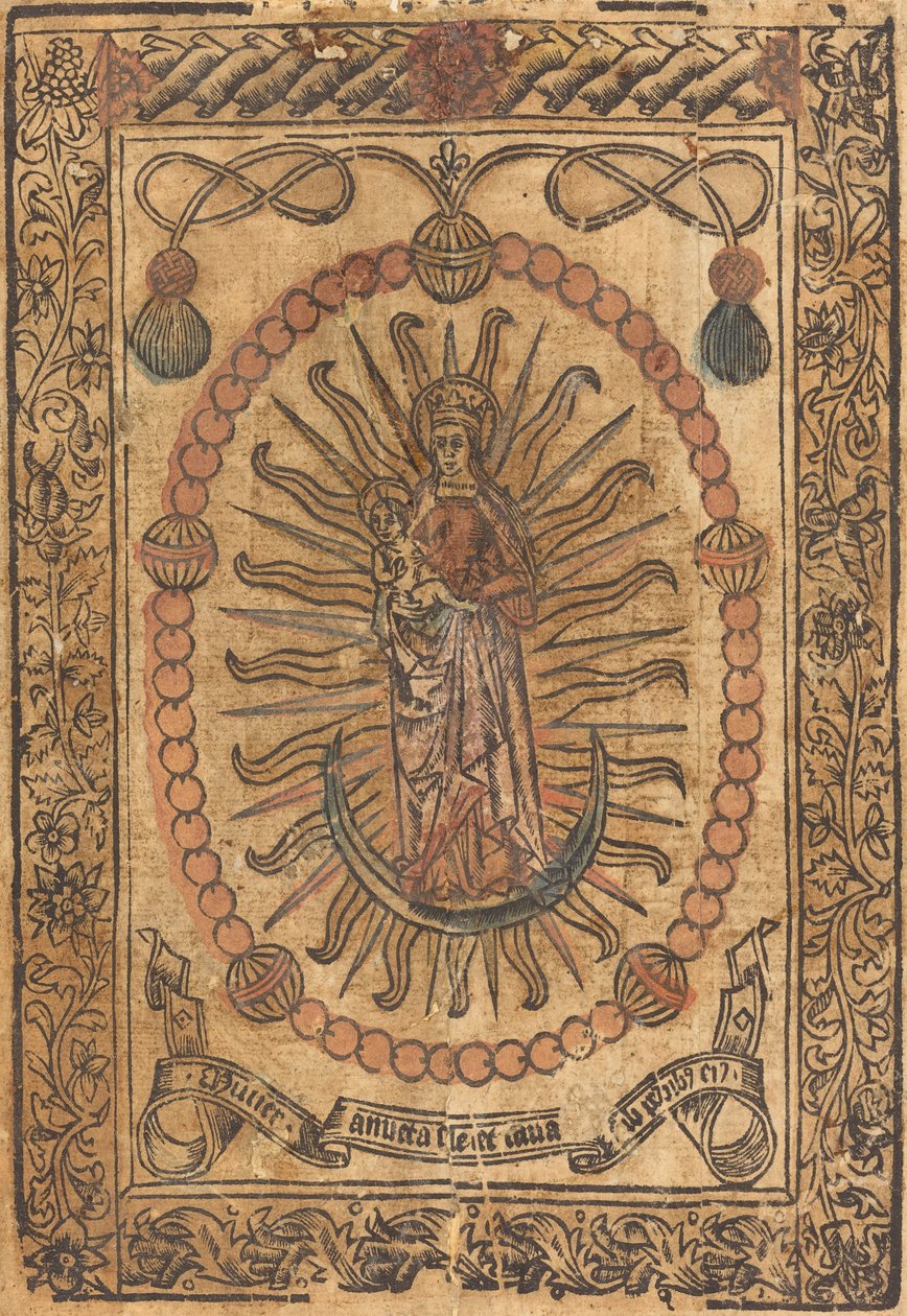 Madonna és gyermek rózsafüzérben alkotó: French 15th Century