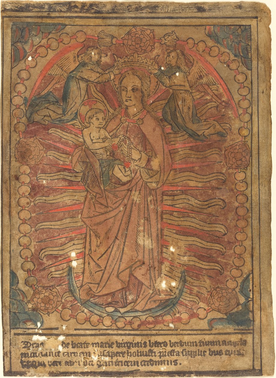 Madonna és gyermek rózsafüzérben alkotó: French 15th Century