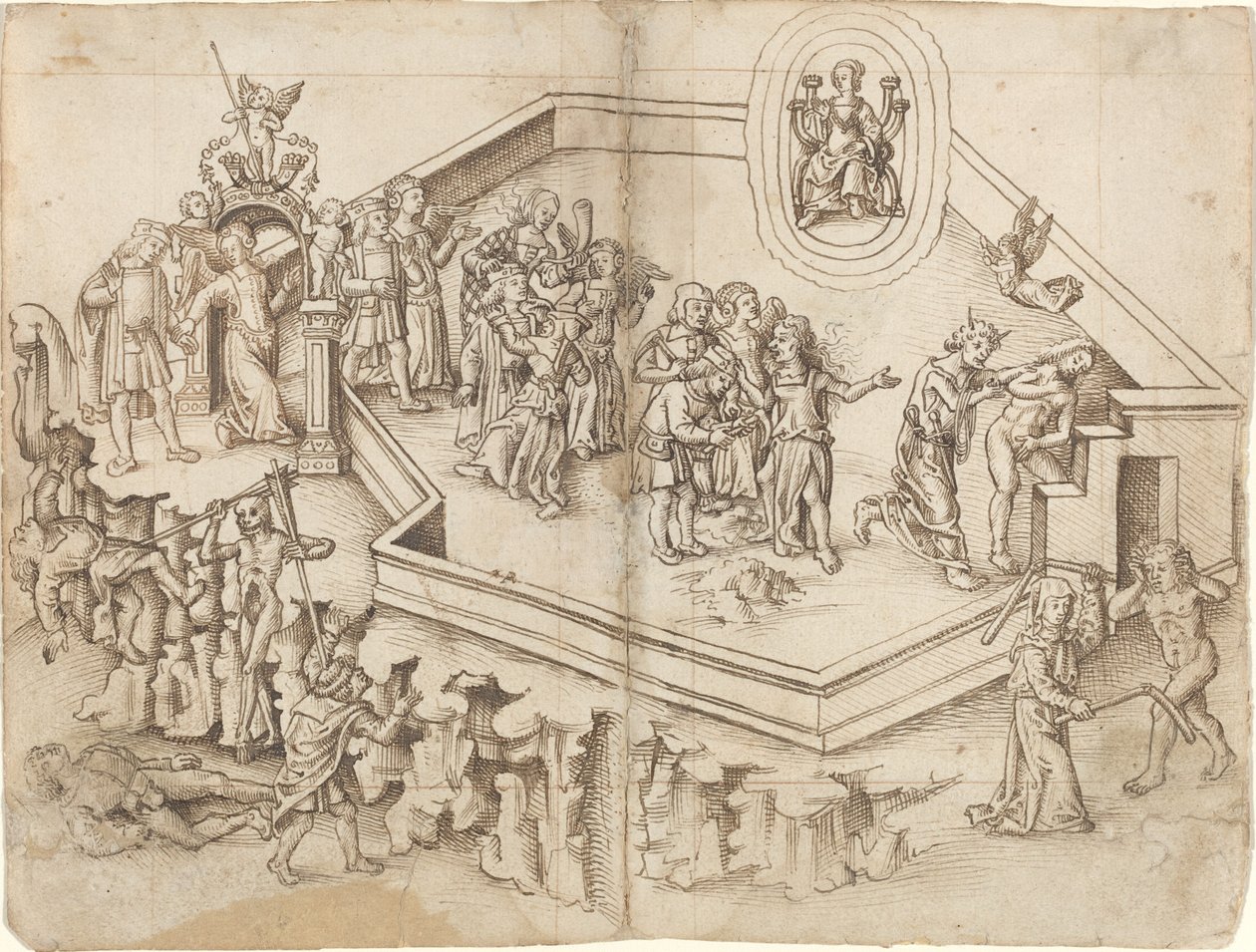 Egy tudós életének allegóriája egy gazdag háztartásban [fol. 3 verso / 4 recto] alkotó: French 16th Century
