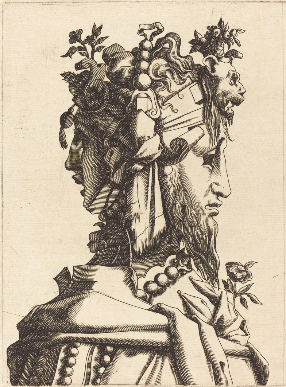 Extravagáns jelmezben lévő nő mellszobra alkotó: French 16th Century after René Boyvin or Pierre Milan