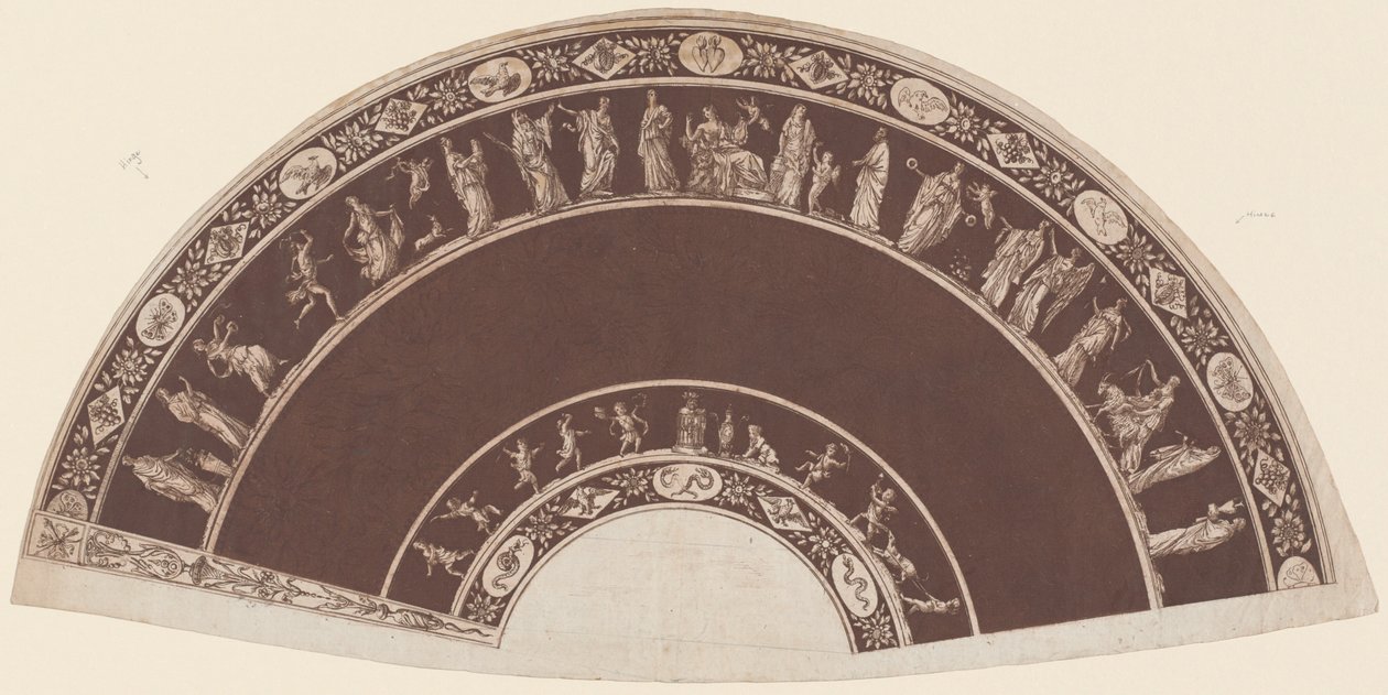 Egy rajongó klasszikus figurákkal Apollonak alkotó: French 18th Century