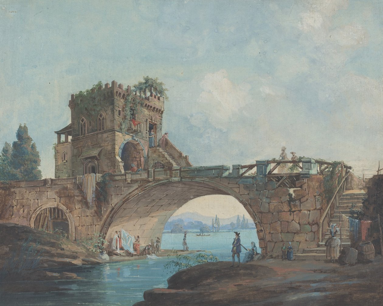 A Ponte Salario mosónőkkel alkotó: French 18th Century after Hubert Robert