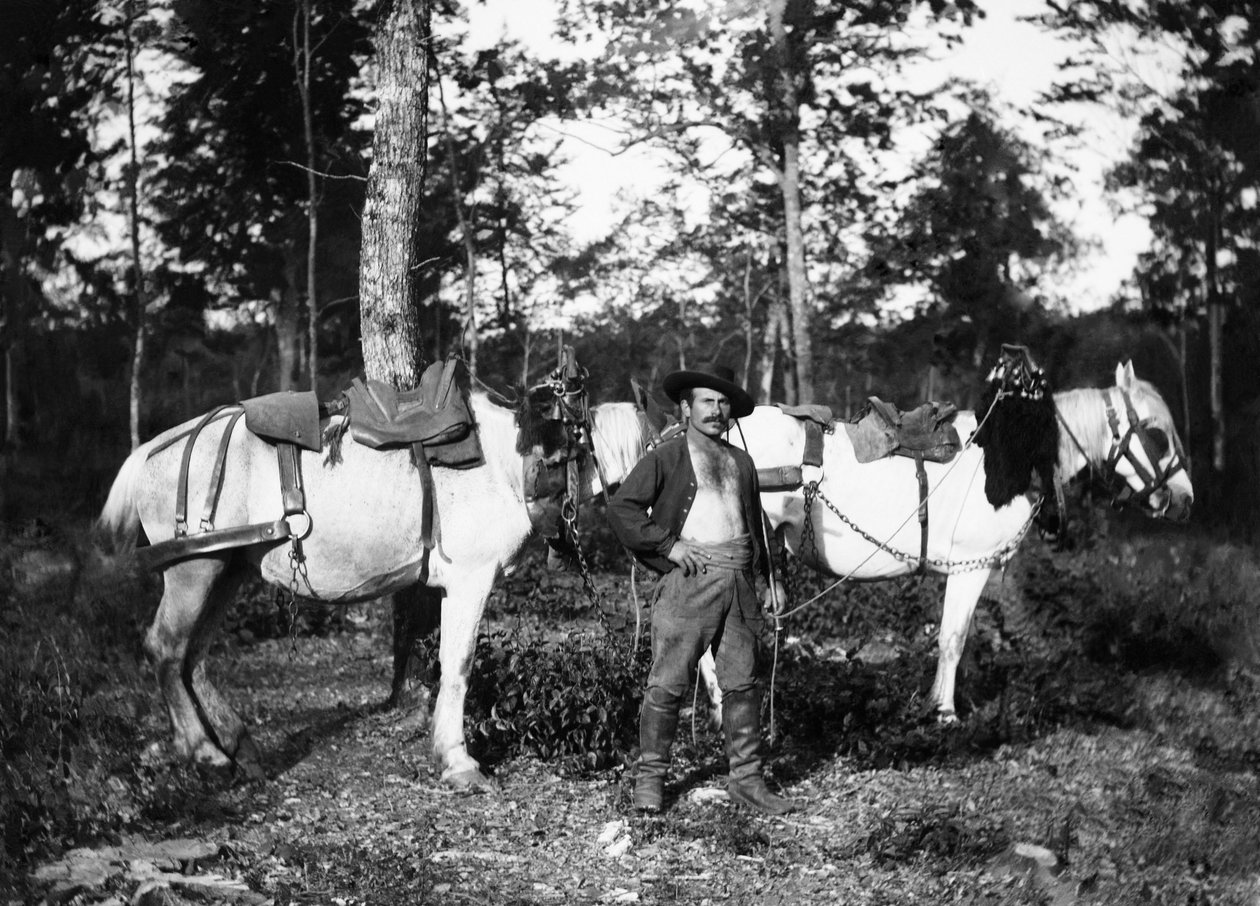 Bucheron lovaival, Bourmont környékén Haute-Marne-ban (Haute Marne). Ducos kollekció. alkotó: French Photographer