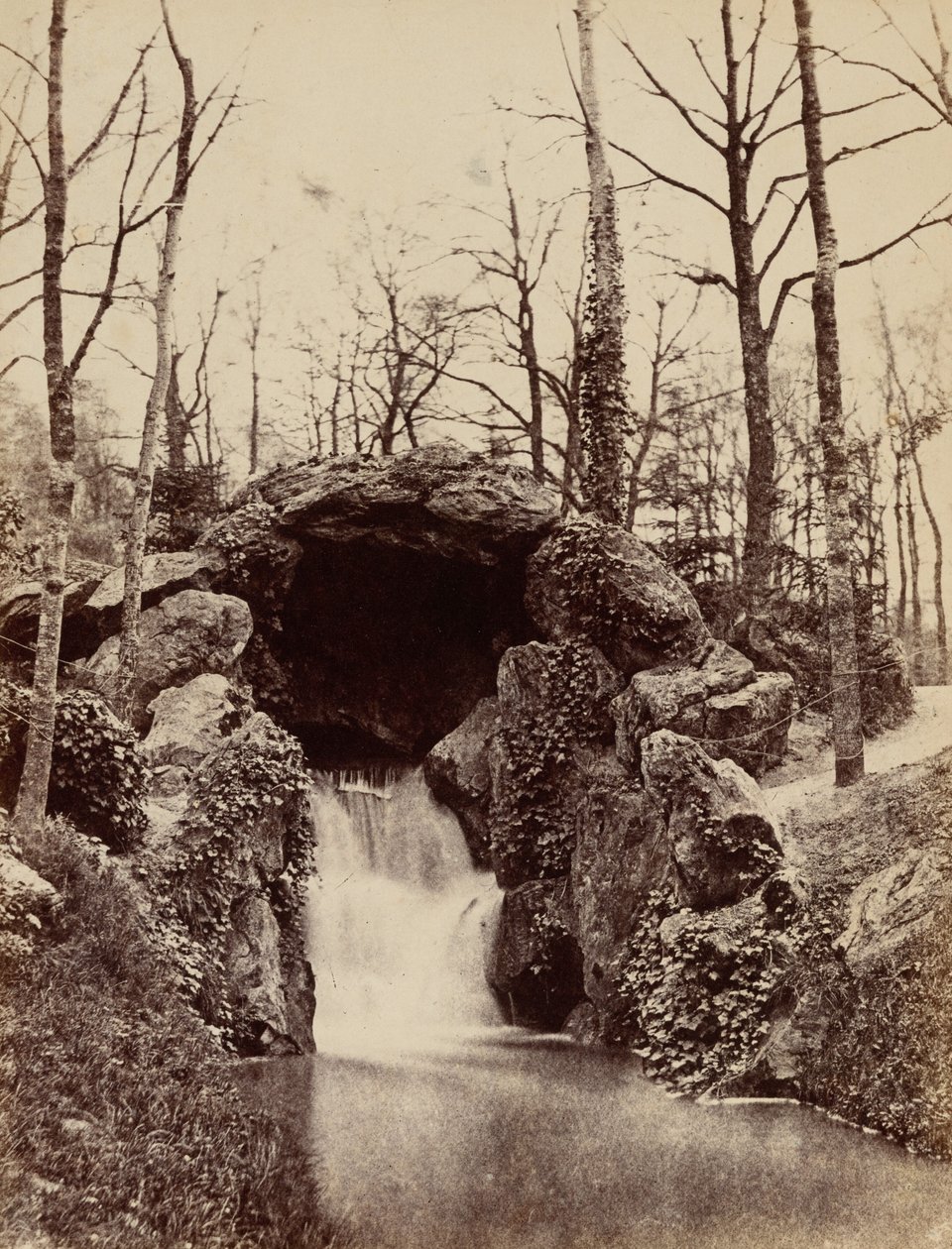 Vízesés a Bois de Boulogne-ban,c. 1855 (fotó) alkotó: French Photographer