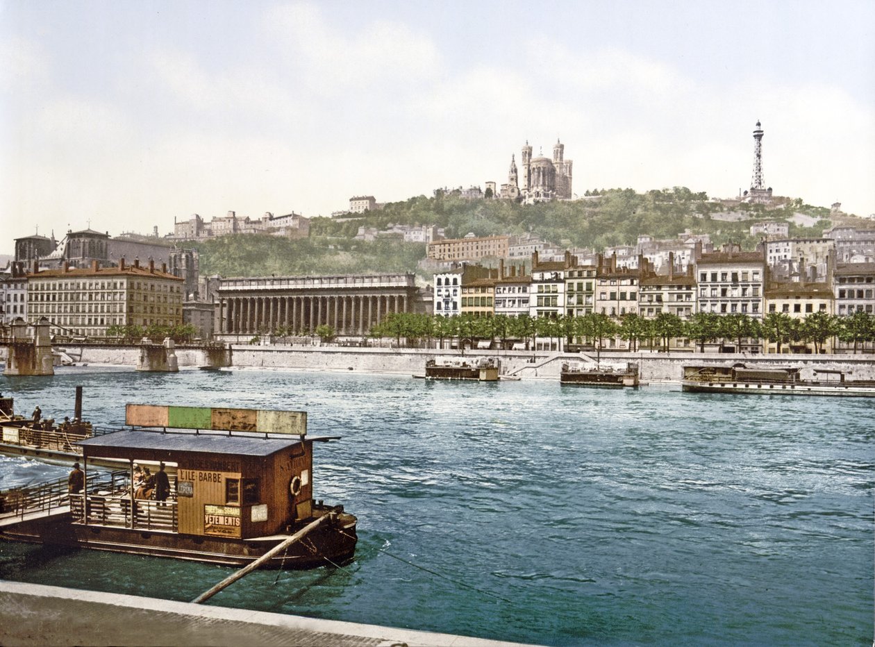Fourviere a St. Antoine Quay-ből, Lyons, pub. 1900 körül alkotó: French Photographer