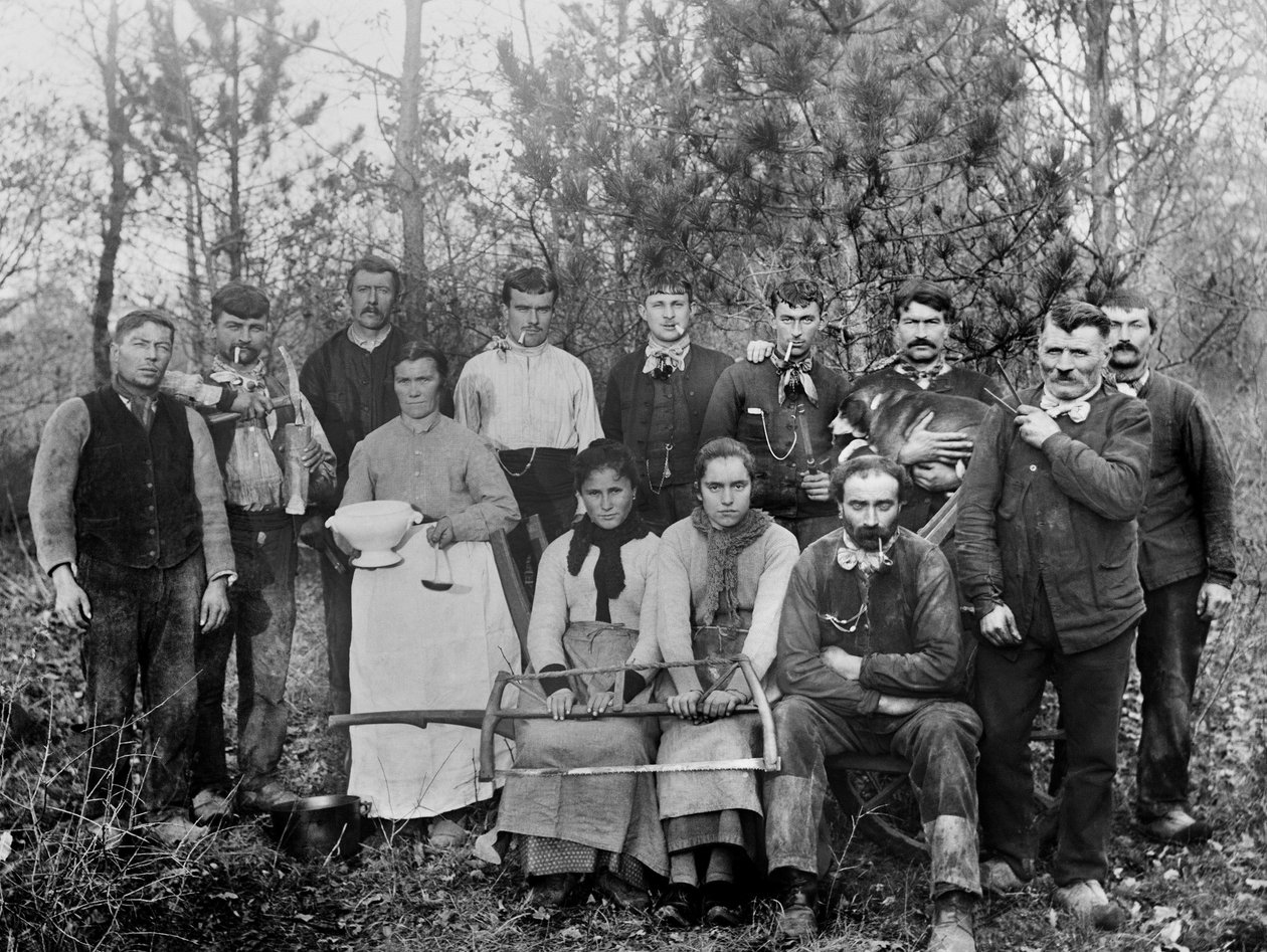 Fakitermelő tábor a családdal, Chaumont régió, Haute Marne, 1880 körül. Ducos Collection. alkotó: French Photographer