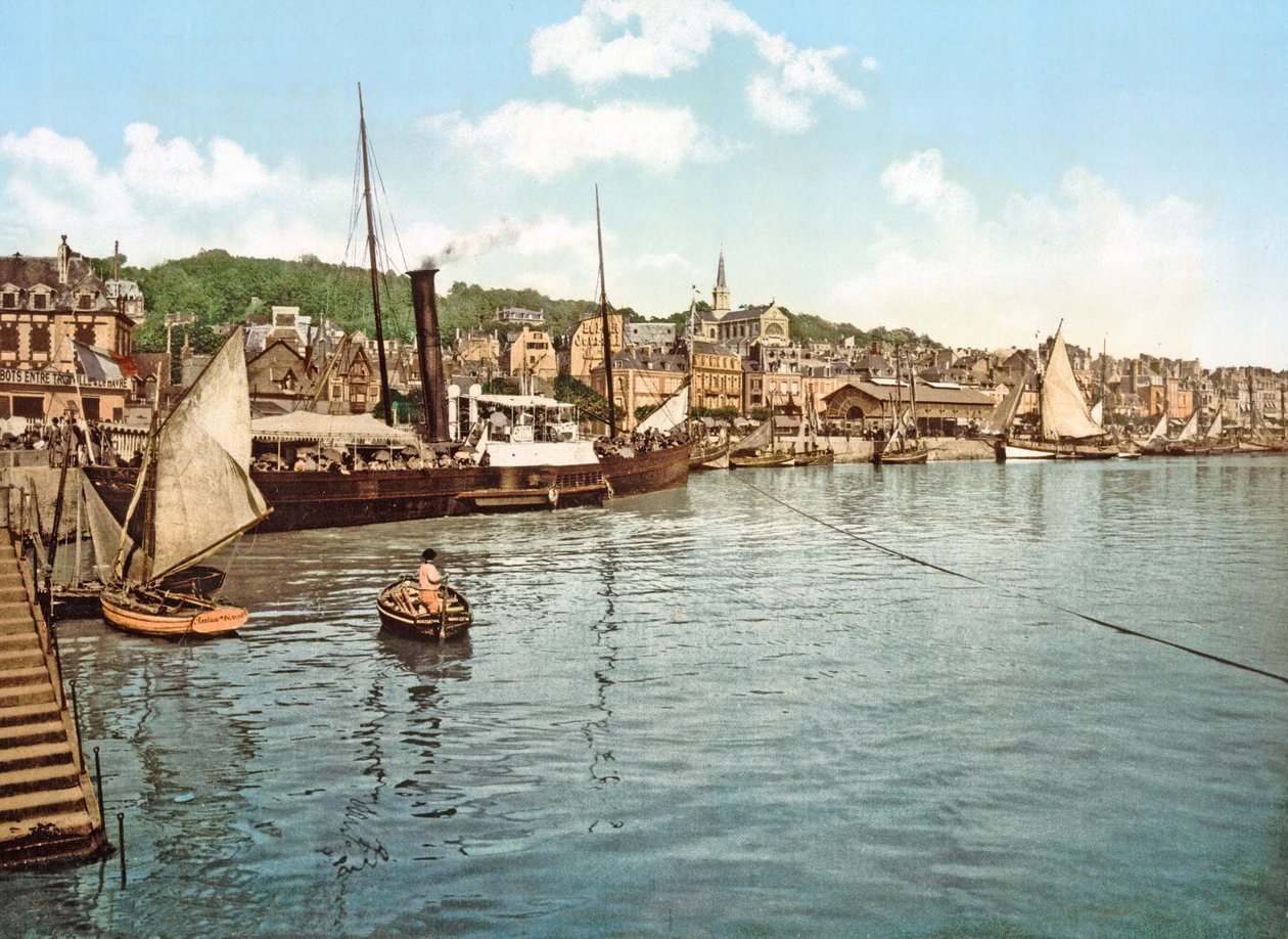 Csomaghajó a Touques folyón, Trouville, pub. 1900 alkotó: French Photographer