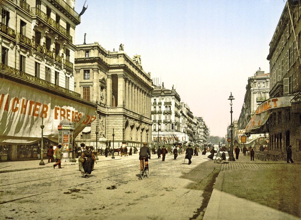 Tőzsdepalota a La Canebière-n Marseille-ben, pub. 1900 körül alkotó: French Photographer