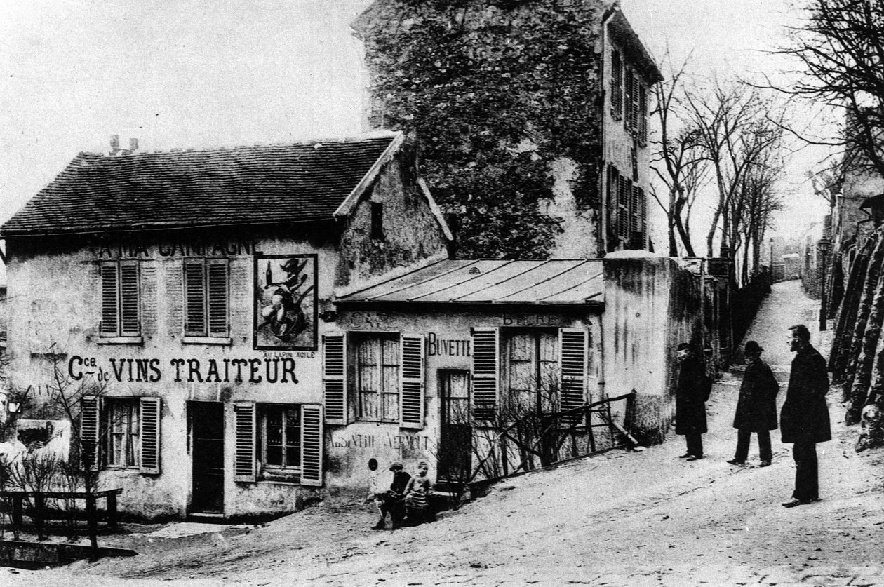 Párizs: Cabaret des Assassins, Cabaret du Lapin Agile rue des Saules - fotózás, 19. század vége vagy 20. század eleje alkotó: French Photographer