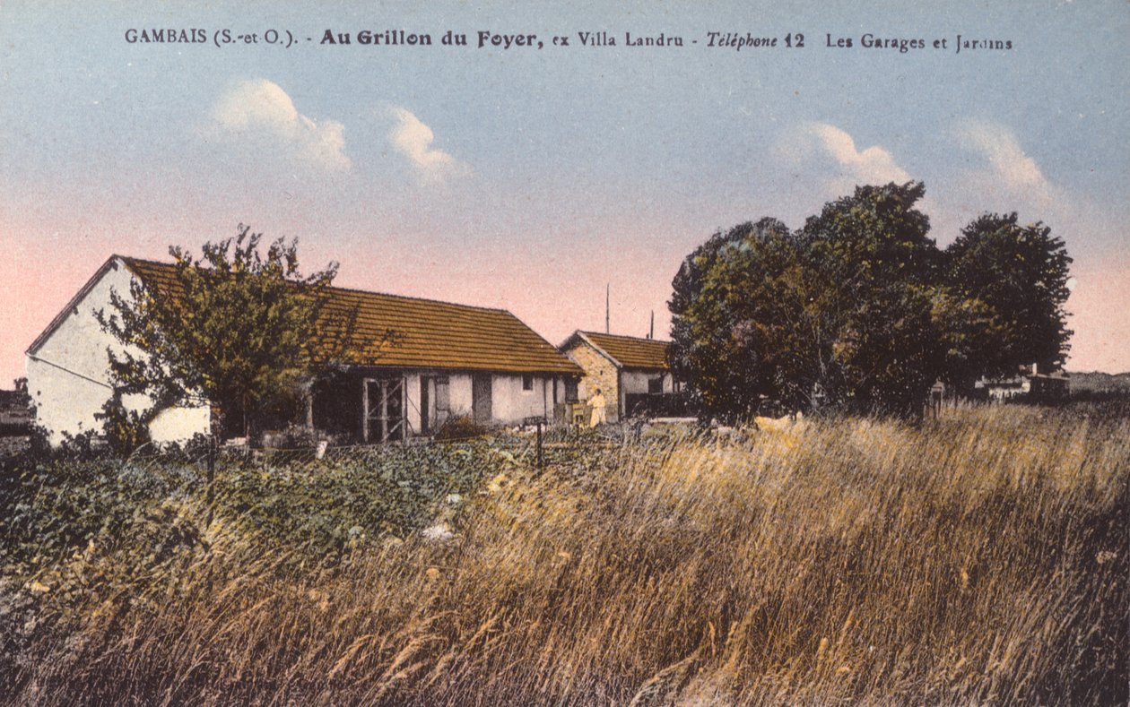 Henri Desire Landru (1869-1922) Gambais-i házát ábrázoló képeslap (fekete-fehér fényképet lásd a 238390. számon) alkotó: French Photographer