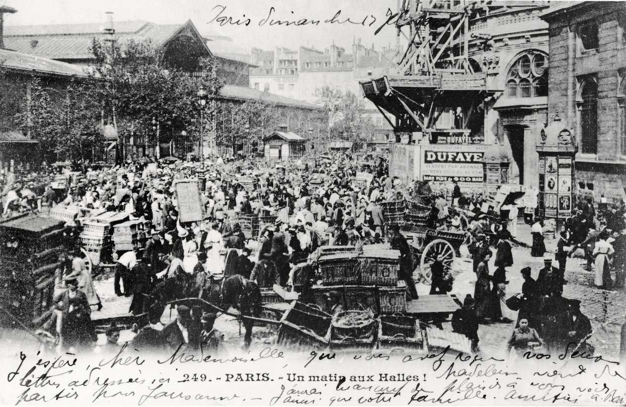 Les Halles, Párizs, 1914 előtti képeslap alkotó: French Photographer